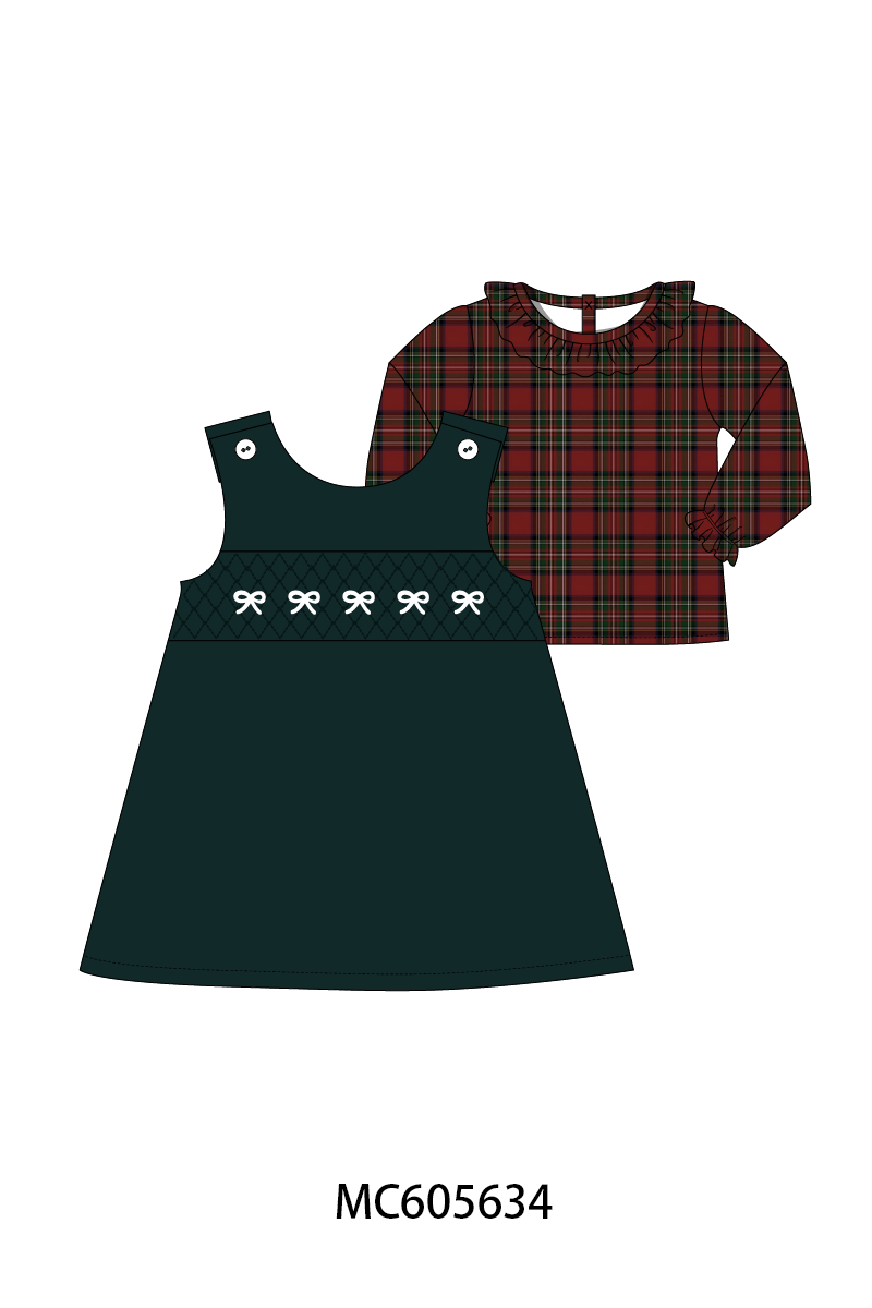 PO93 Forest velvet bow smocked ruffle collection  - closing 6/8 - ETA November