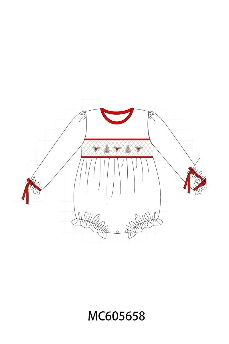 PO93 Red&sage christmas tree holly smocked collection  - closing 6/8 - ETA November