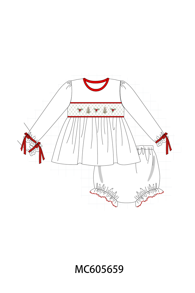PO93 Red&sage christmas tree holly smocked collection  - closing 6/8 - ETA November