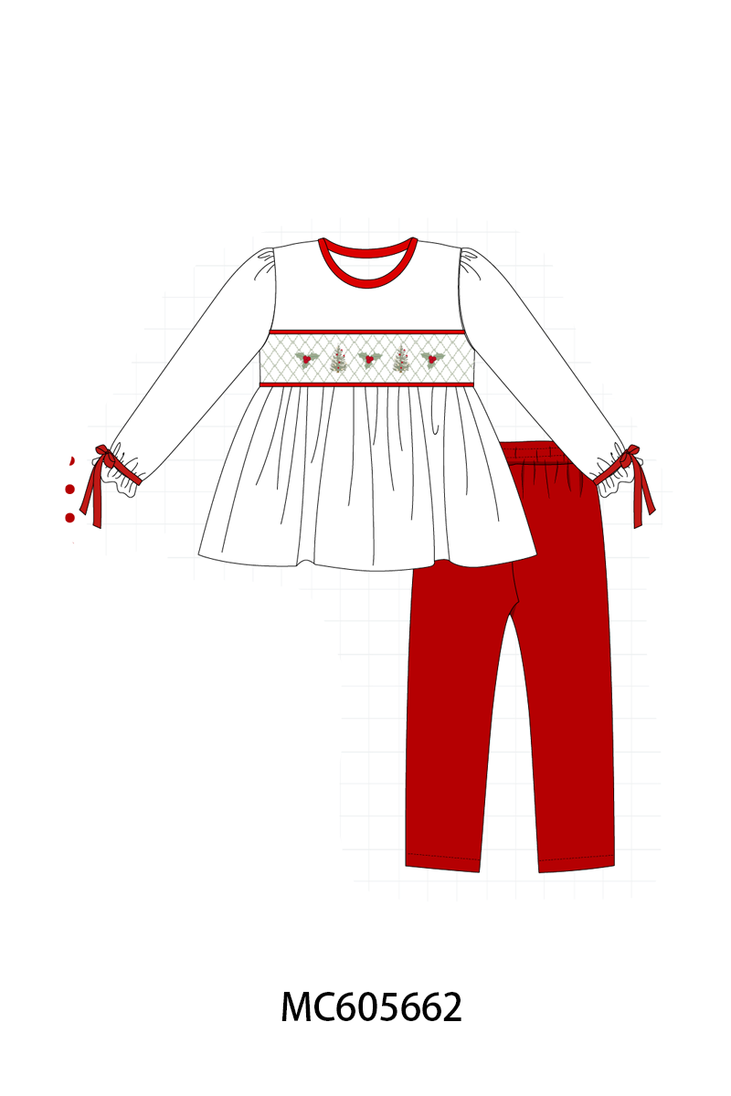 PO93 Red&sage christmas tree holly smocked collection  - closing 6/8 - ETA November