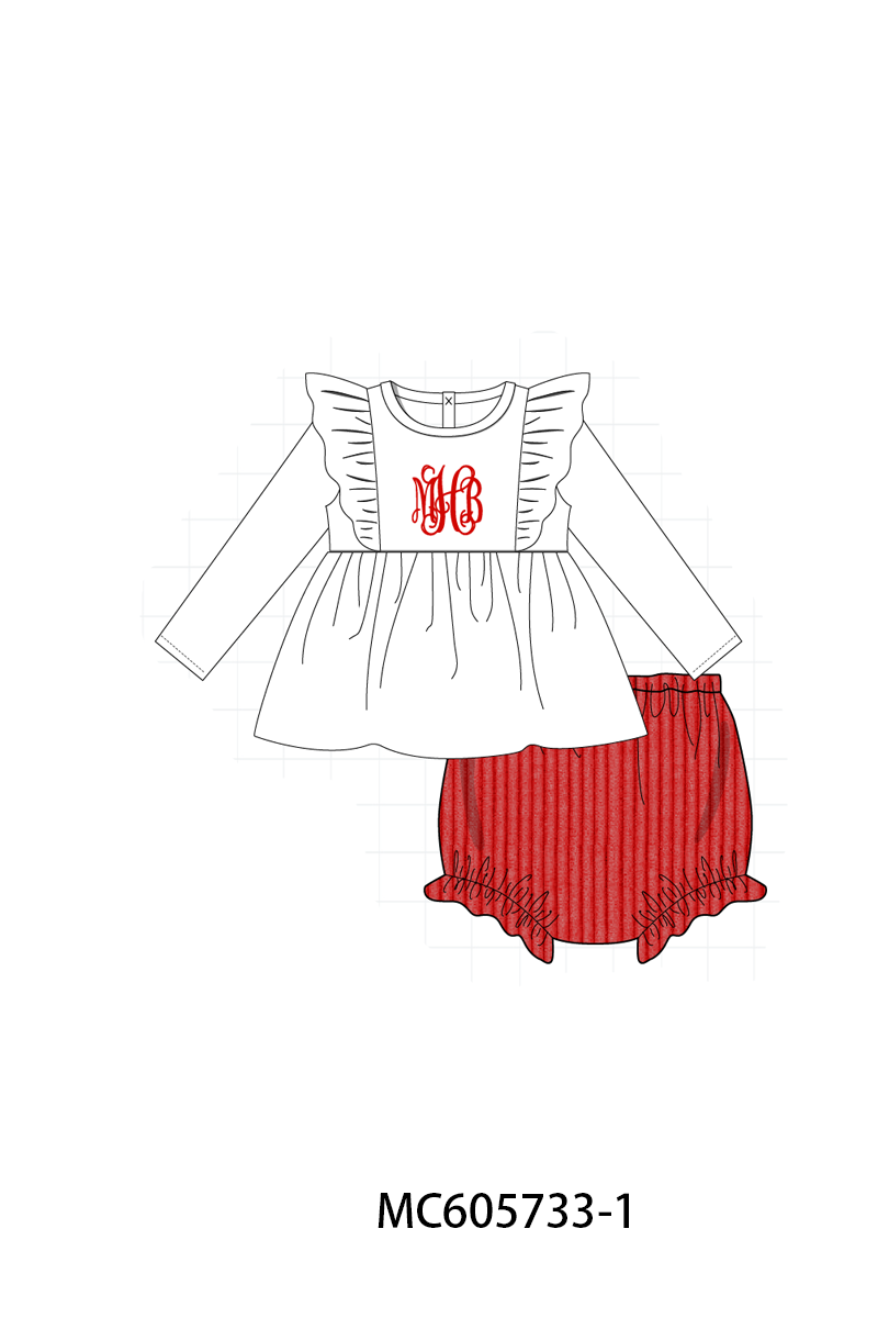 PO95 Red valentine's day corduroy monogram embroidery collection