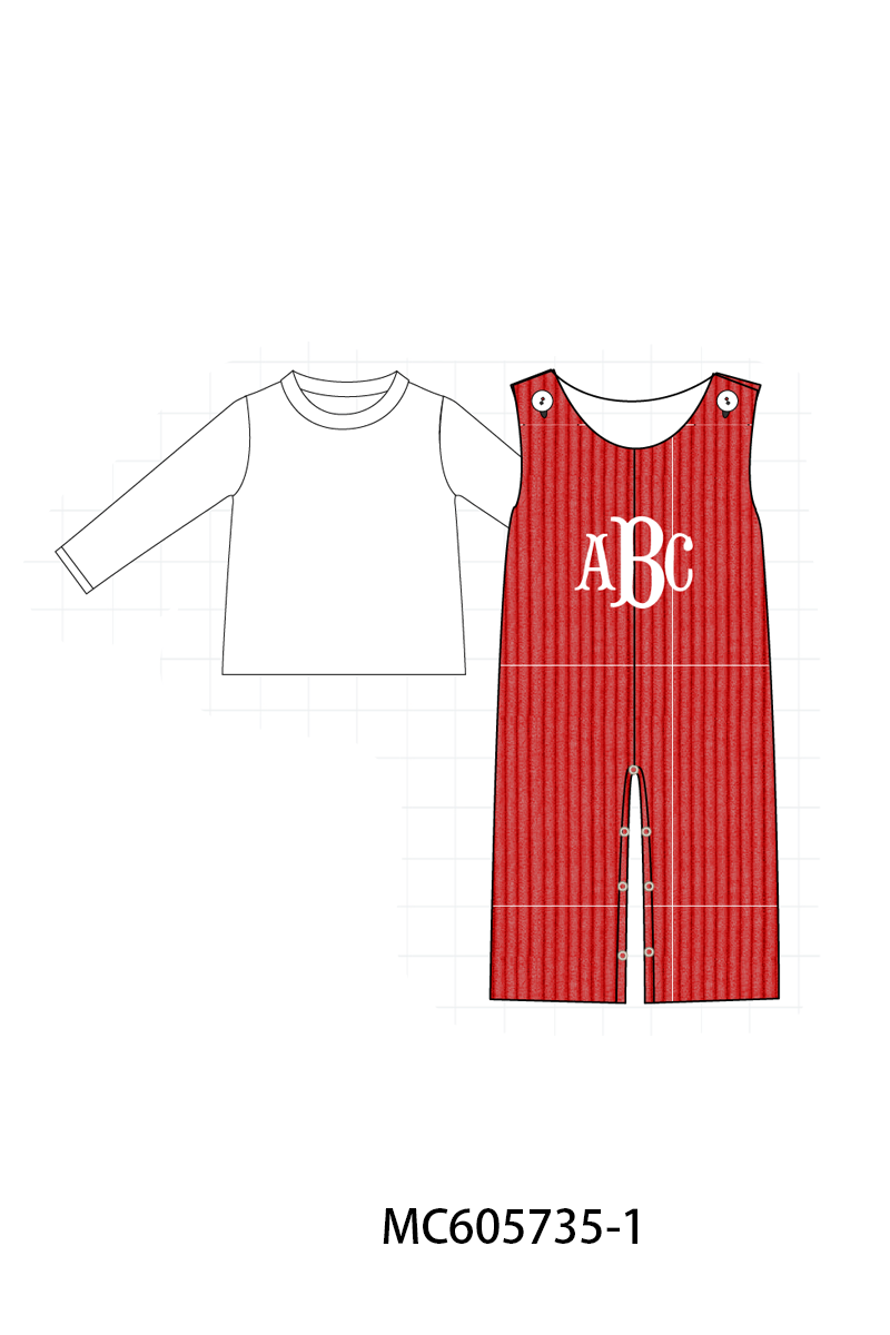 PO95 Red valentine's day corduroy monogram embroidery collection