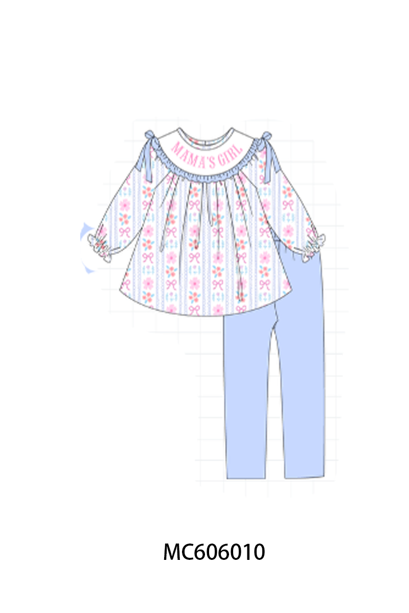 PO95 Blue MAMA'S GIRL embroidery floral collection