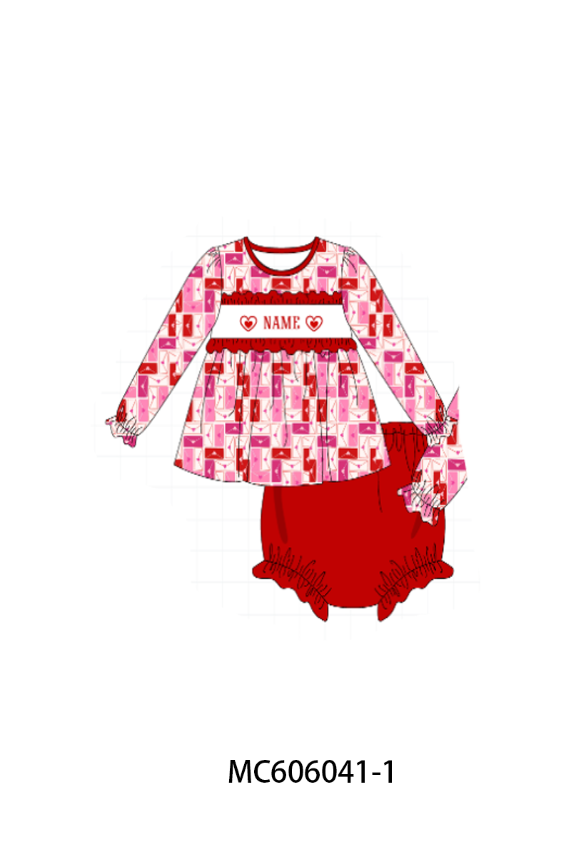 PO95 Red&blue heart monogram embroidery collection