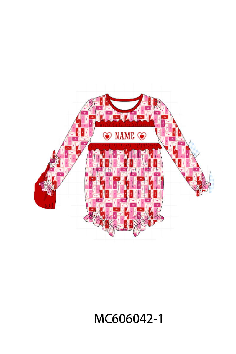 PO95 Red&blue heart monogram embroidery collection