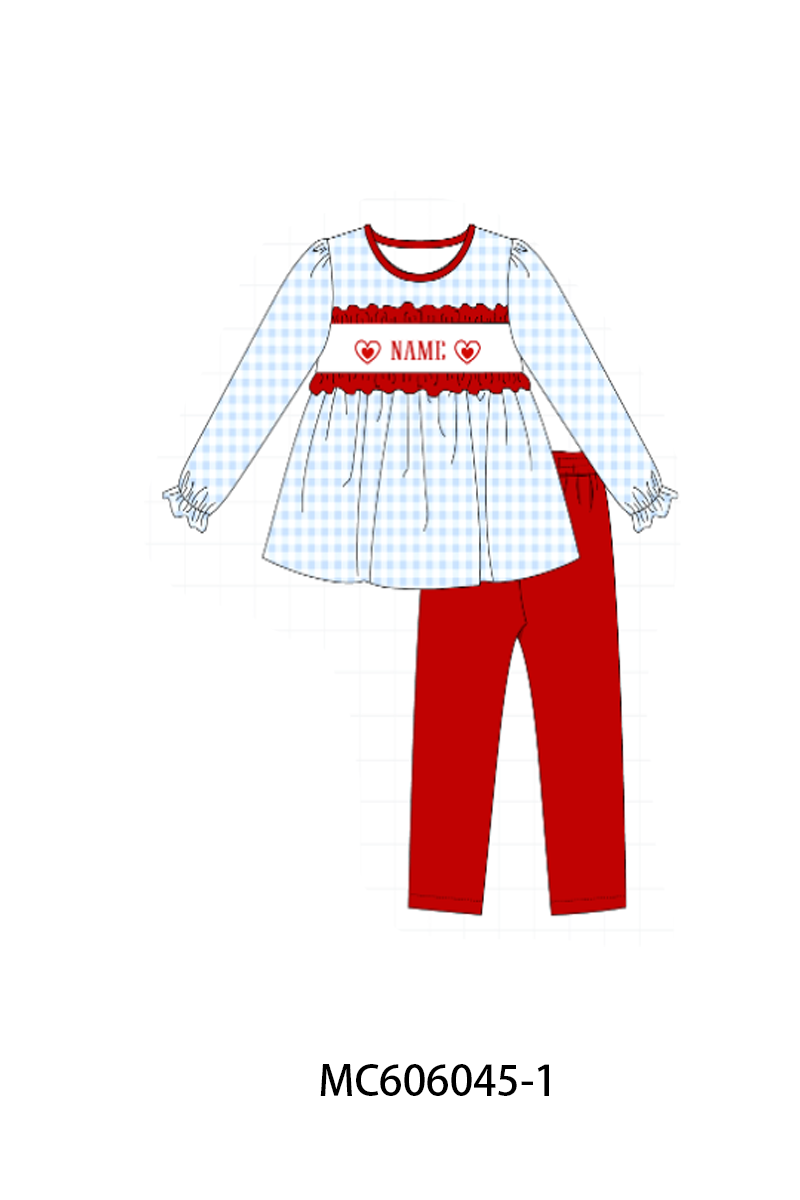 PO95 Red&blue heart monogram embroidery collection