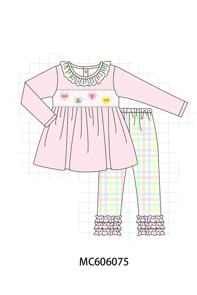 PO95 Pink heart smocked plaid collection