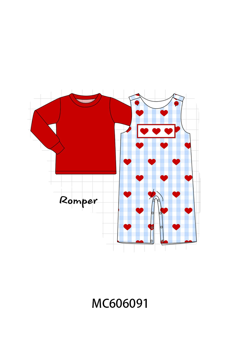 PO95 Blue heart embroidery gingham collection