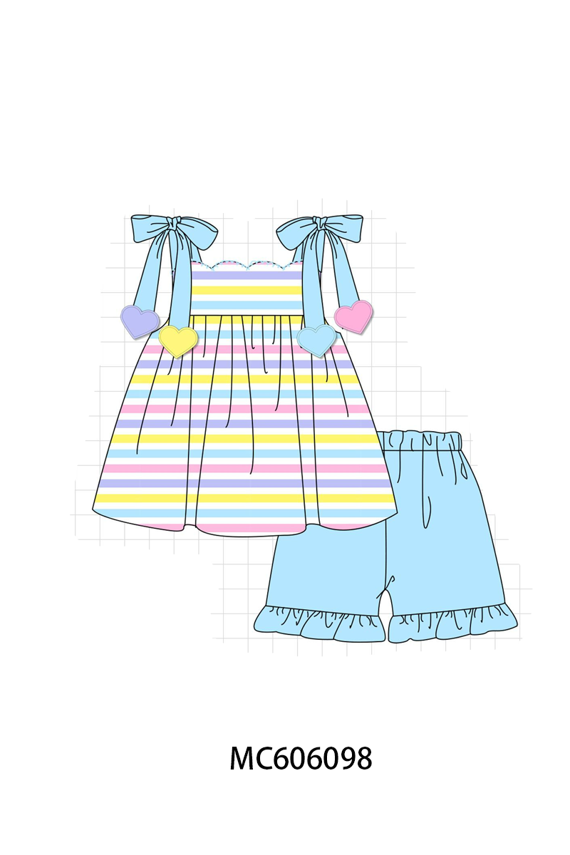 PO95 Rainbow stripe valentine heart applique collection