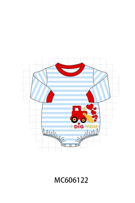 PO95 Blue stripe I dig you excavator applique collection - closing 6/22 - ETA late November