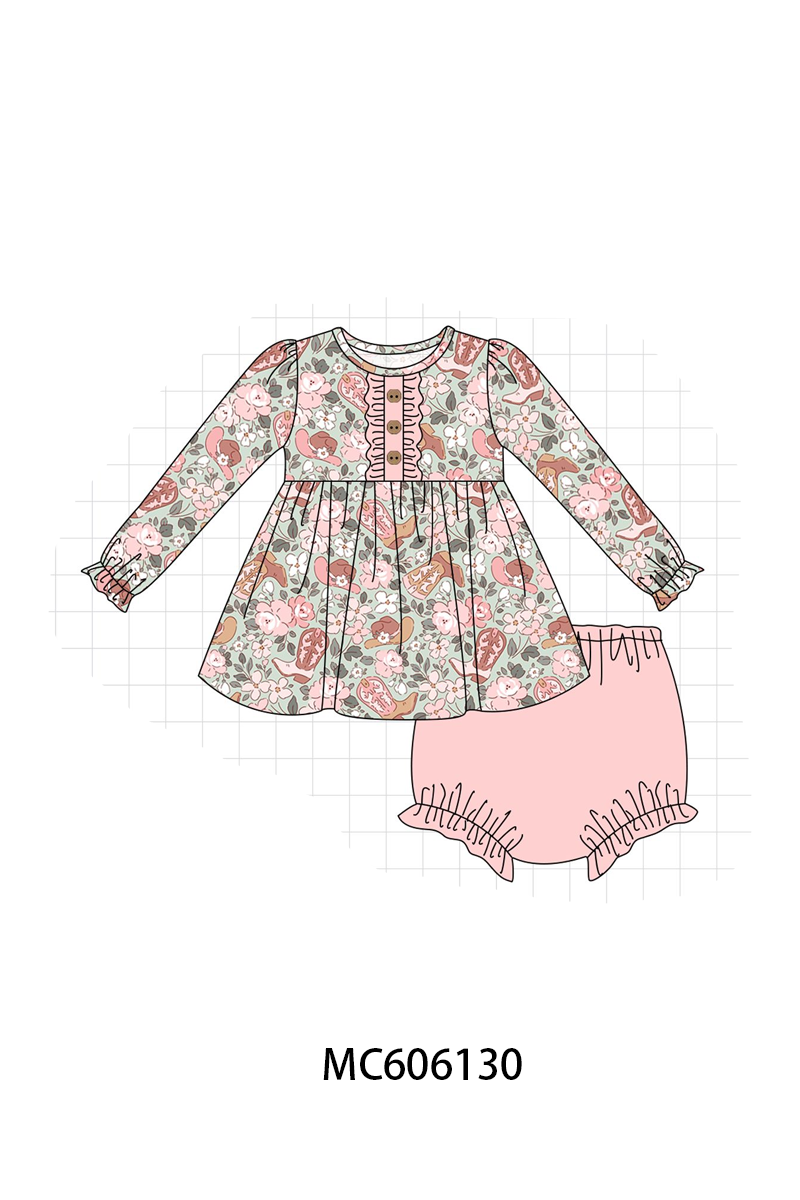 PO95 Pink western boots floral collection
