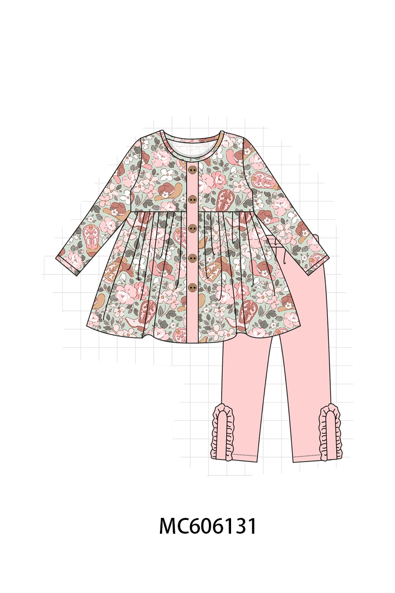 PO95 Pink western boots floral collection
