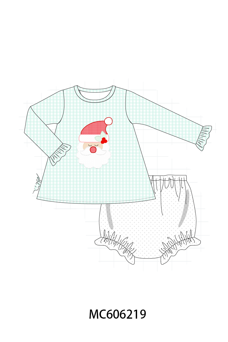 PO95 Mint christmas santa claus applique gingham collection