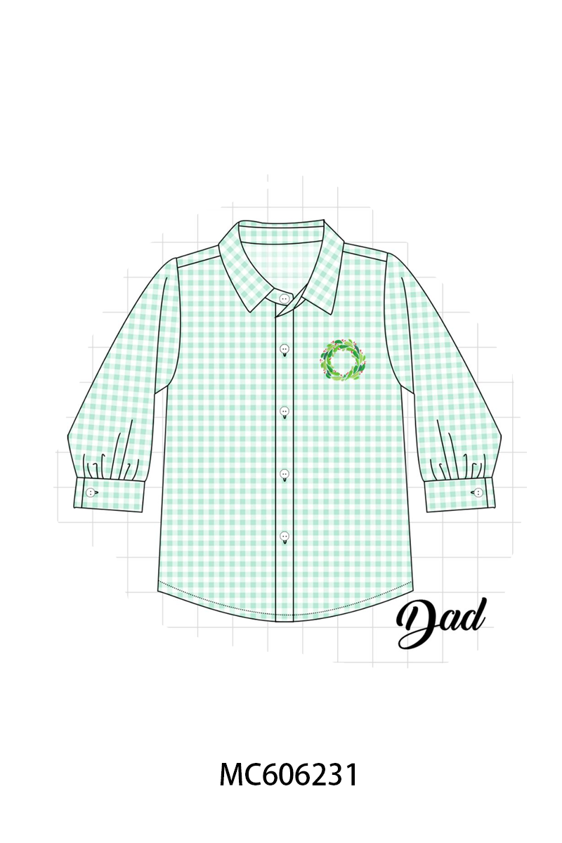 PO95 Green gingham wreath embroidery collection