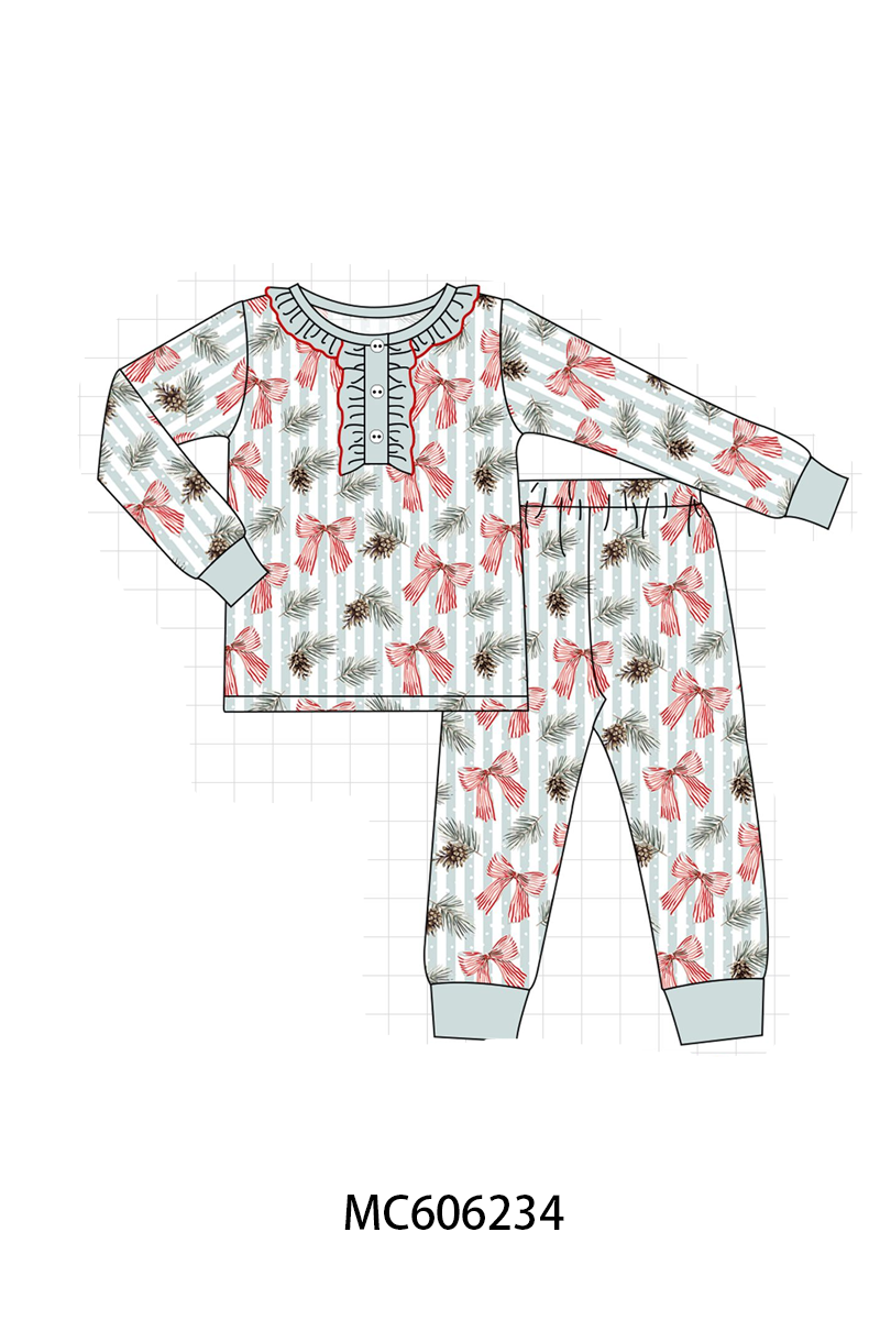 PO95 Sage bow print ruffle collection