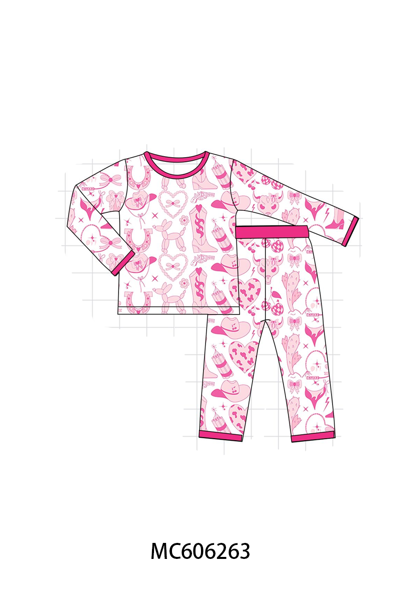 PO95 Pink western heart bow bamboo collection