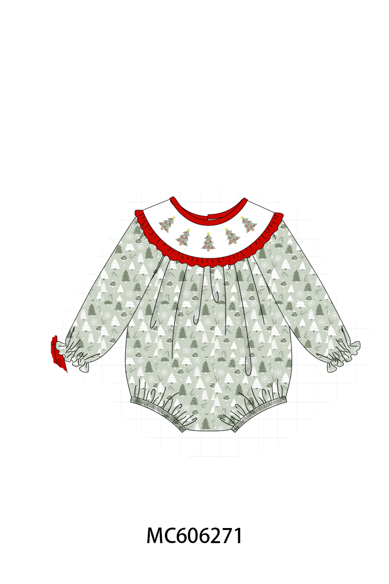 PO95 Green christmas tree embroidery collection