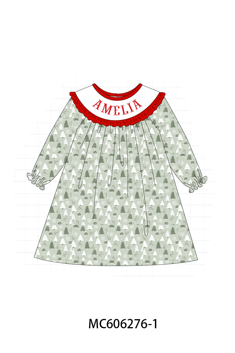 PO95 Green christmas tree monogram embroidery collection