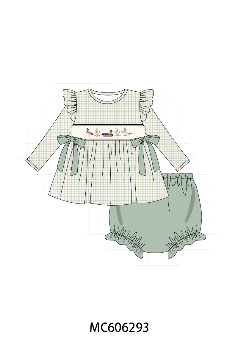 PO95 Sage duck embroidery plaid collection 1