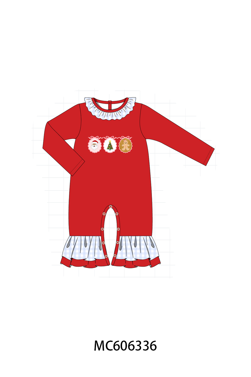 PO95 Red christmas santa tree gingerbread applique collection