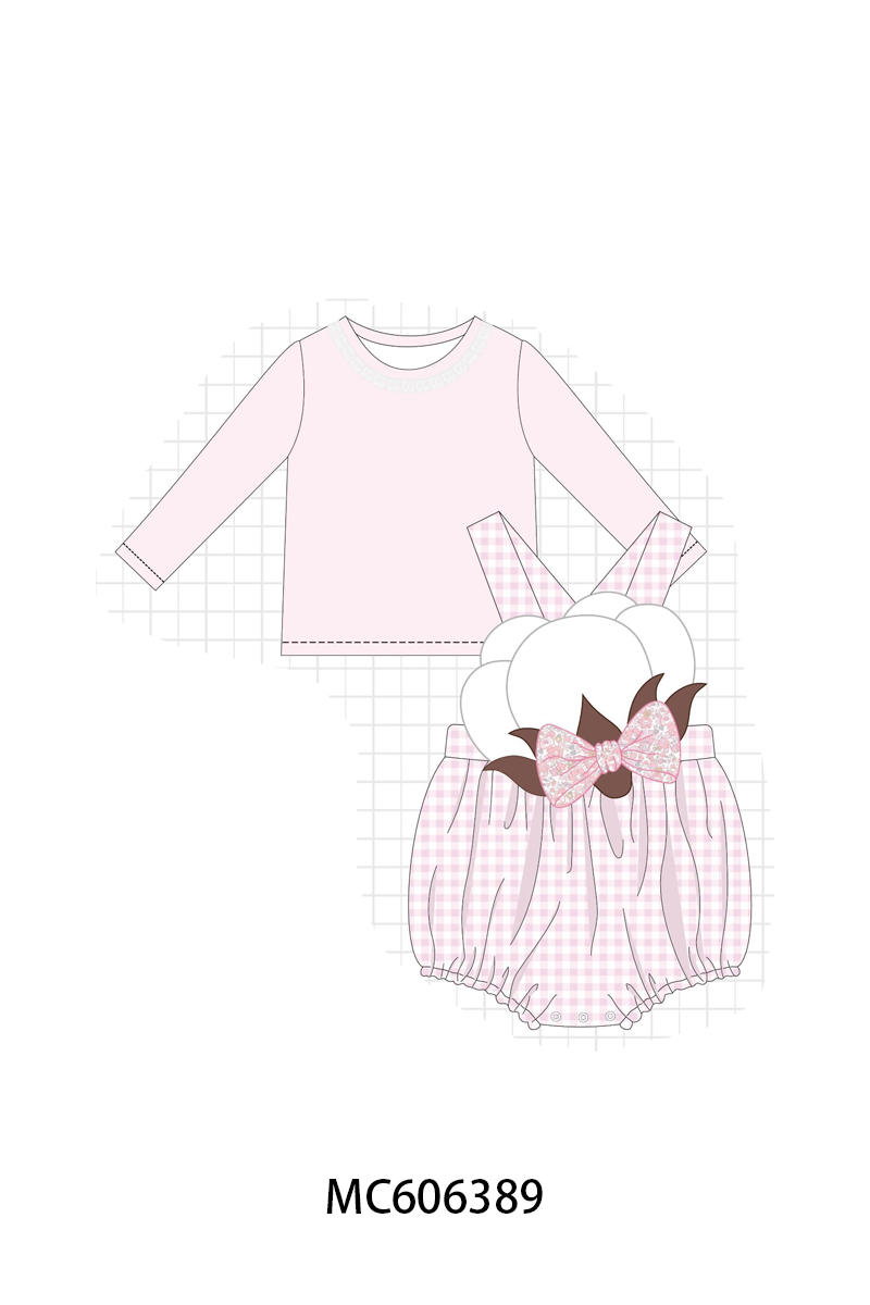 PO95 Blue&pink cotton applique gingham collection