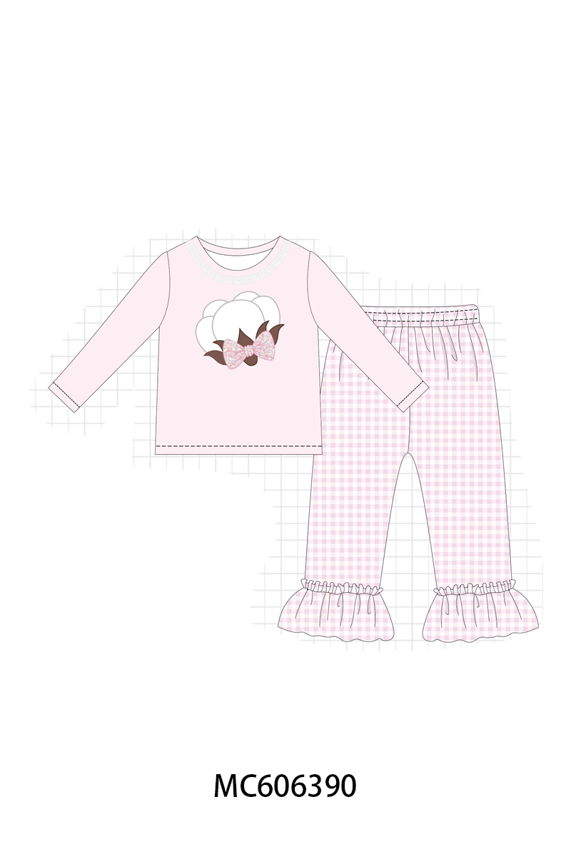 PO95 Blue&pink cotton applique gingham collection