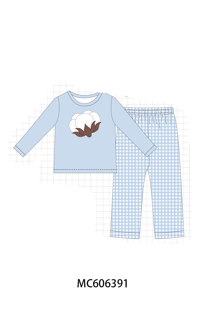 PO95 Blue&pink cotton applique gingham collection
