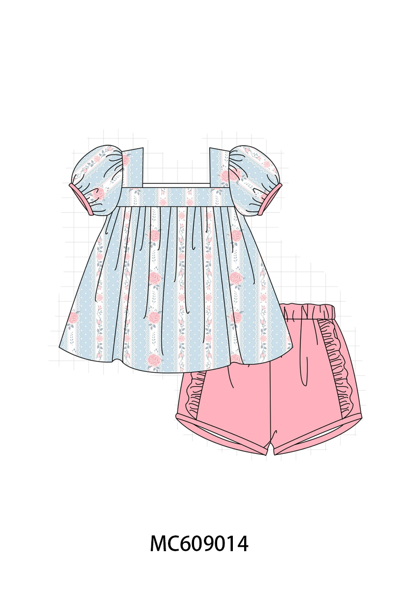 PO104 Blue floral print ruffle collection - closing 9/14 - ETA February