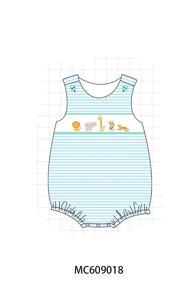 PO104 Pink stripe zoo animal embroidery ruffle collection - closing 9/14 - ETA February