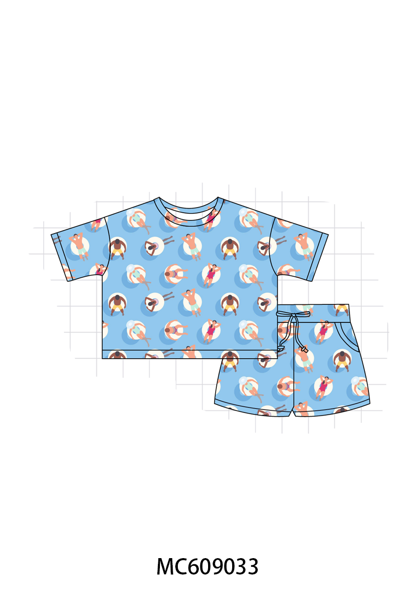 PO104 Blue swimmer print bamboo collection - closing 9/14 - ETA February