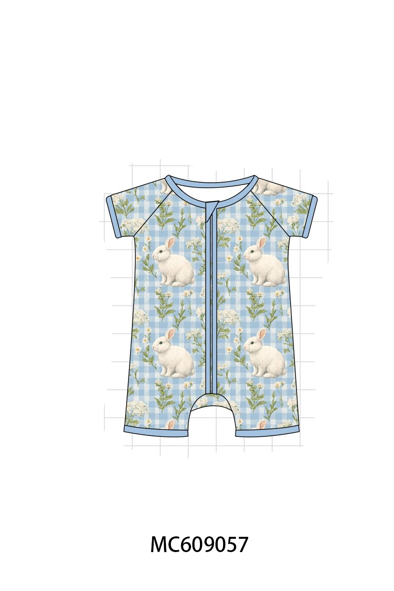 PO104 Blue easter bunny floral bamboo gingham collection - closing 9/14 - ETA February