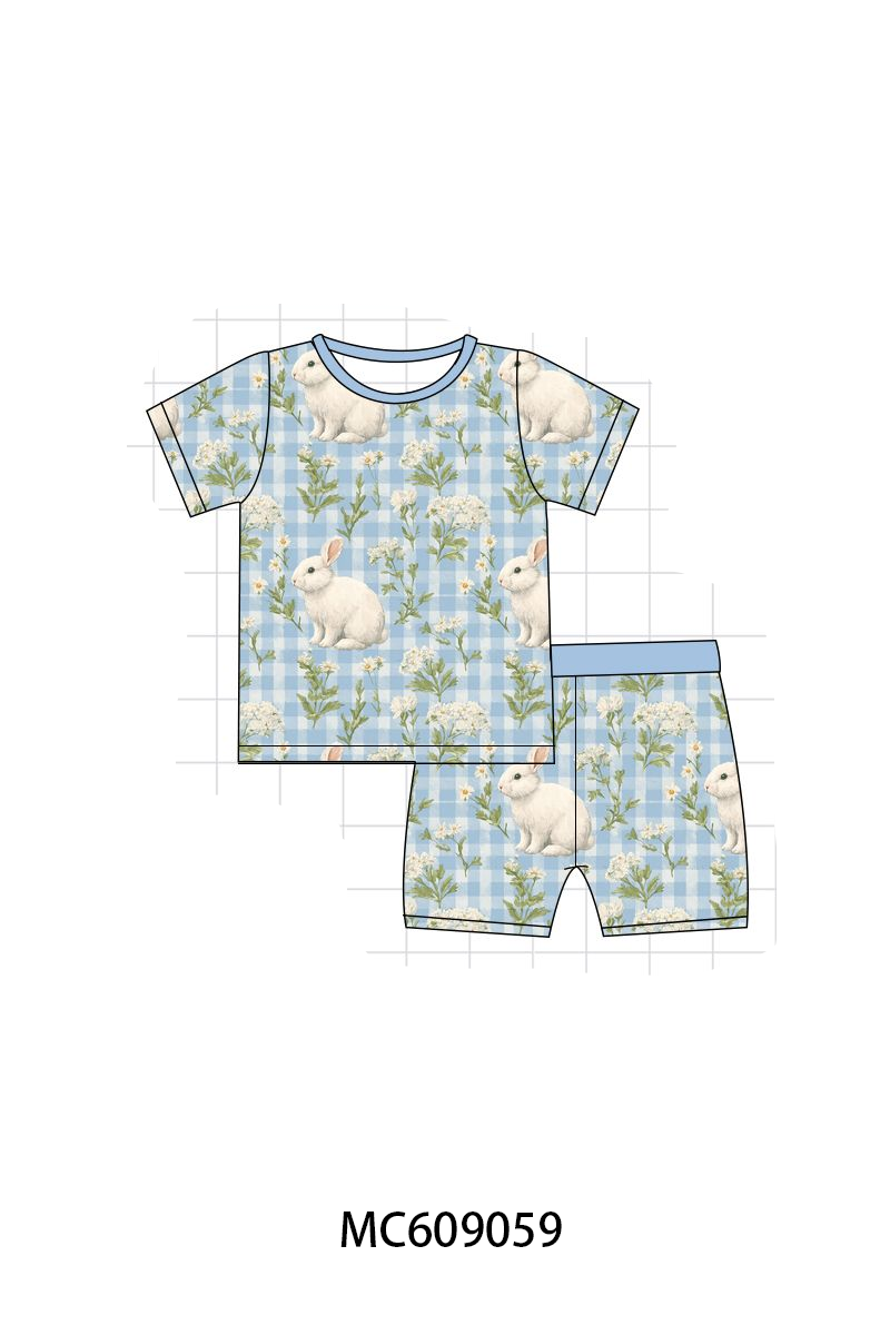 PO104 Blue easter bunny floral bamboo gingham collection - closing 9/14 - ETA February