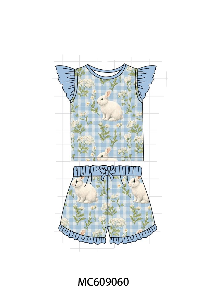 PO104 Blue easter bunny floral bamboo gingham collection - closing 9/14 - ETA February