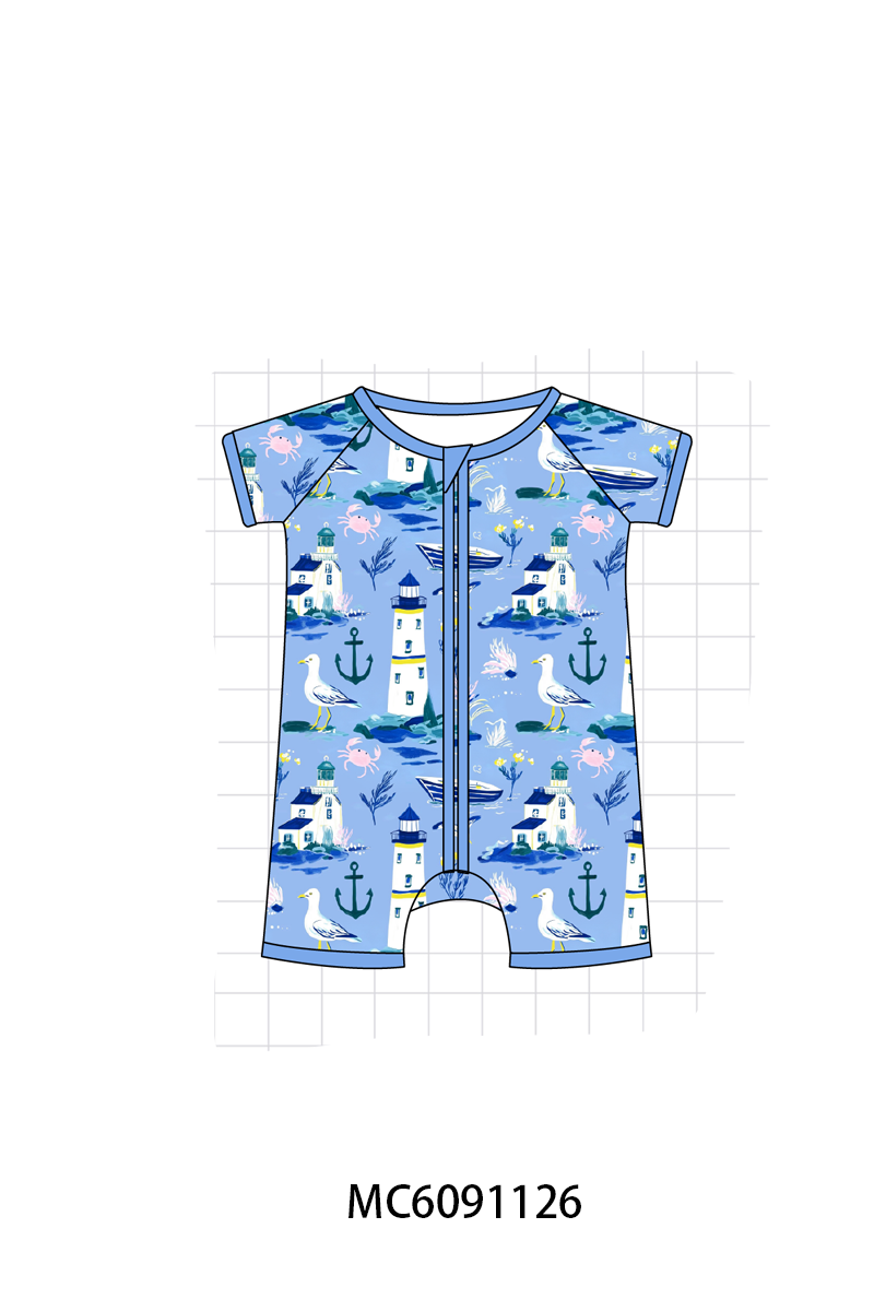 PO105 Blue lighthouse print bamboo collection - closing 9/28 - ETA late February