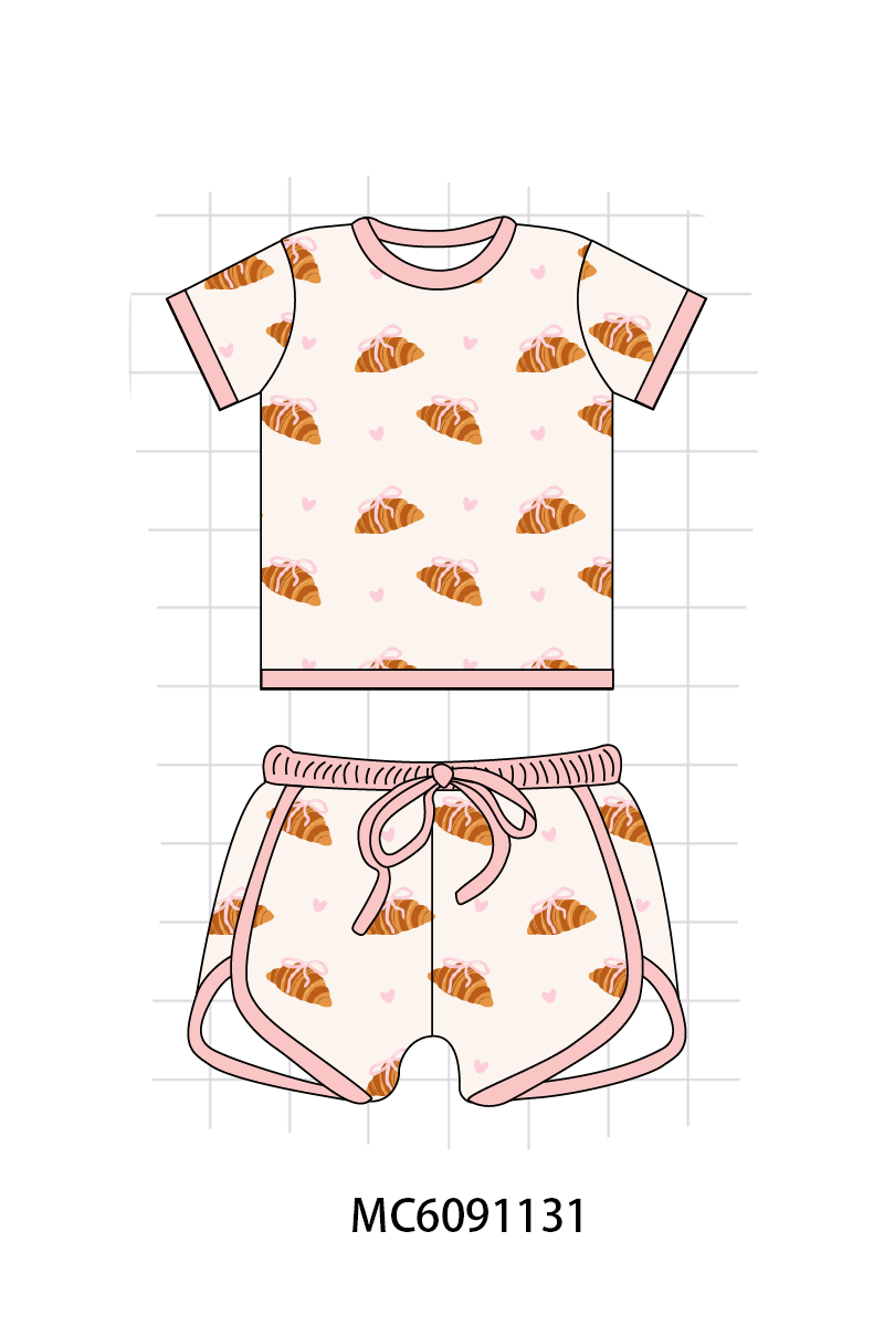 PO105 Pink croissant print bamboo collection - closing 9/28 - ETA late February