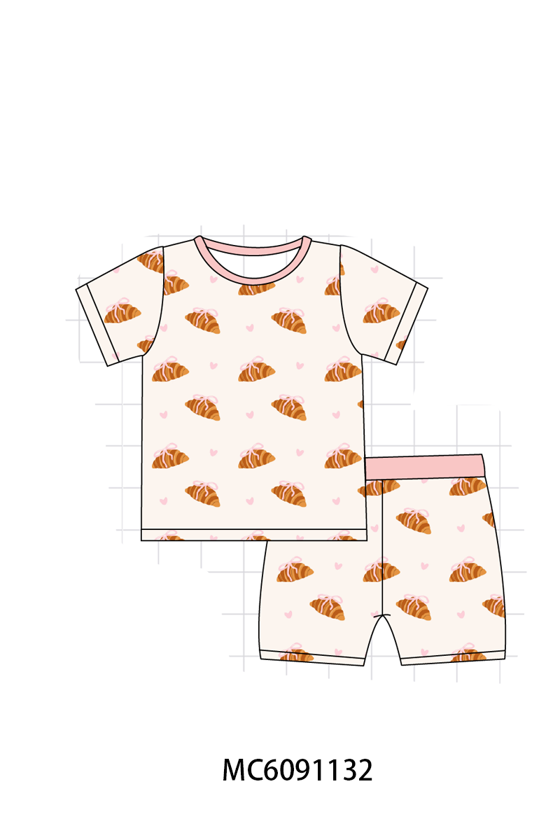 PO105 Pink croissant print bamboo collection - closing 9/28 - ETA late February