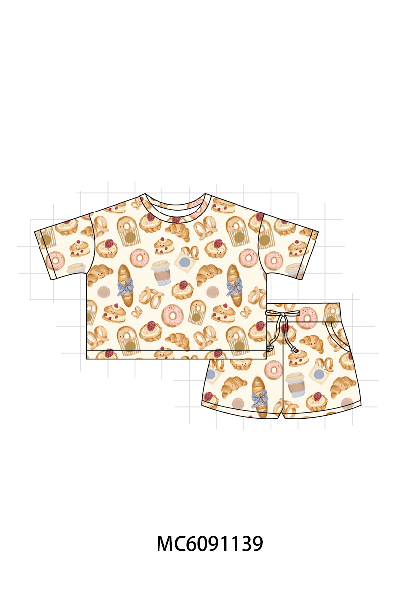 PO105 Brown doughnut cake print bamboo collection - closing 9/28 - ETA late February