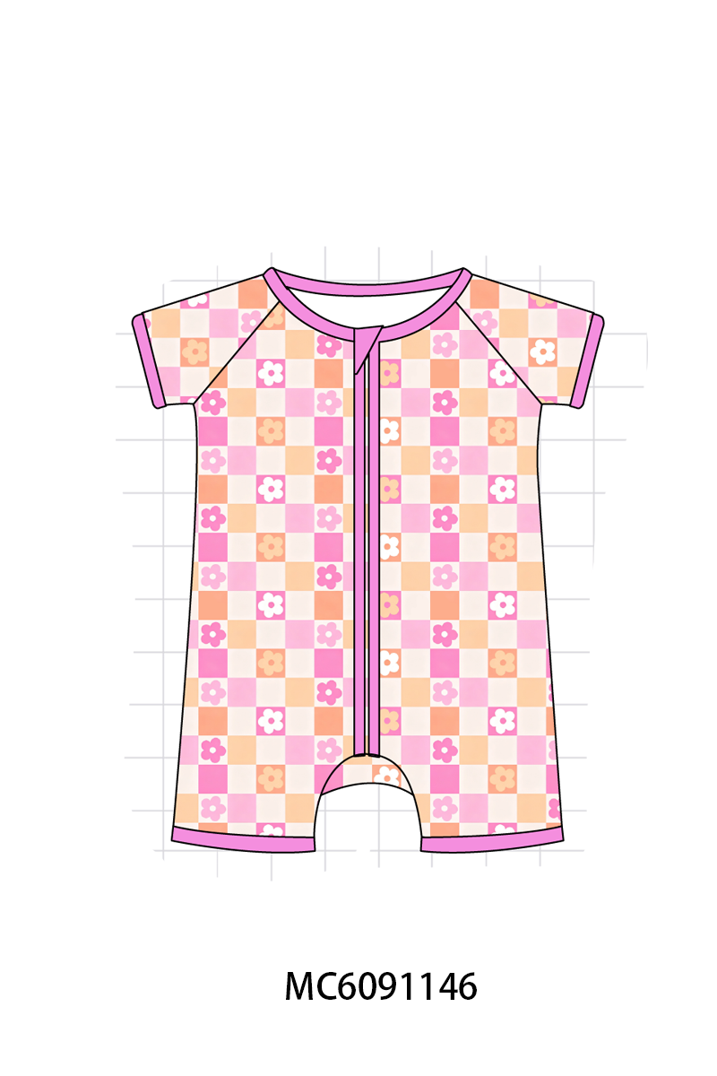 PO105 Hot pink floral checkered bamboo collection - closing 9/28 - ETA late February