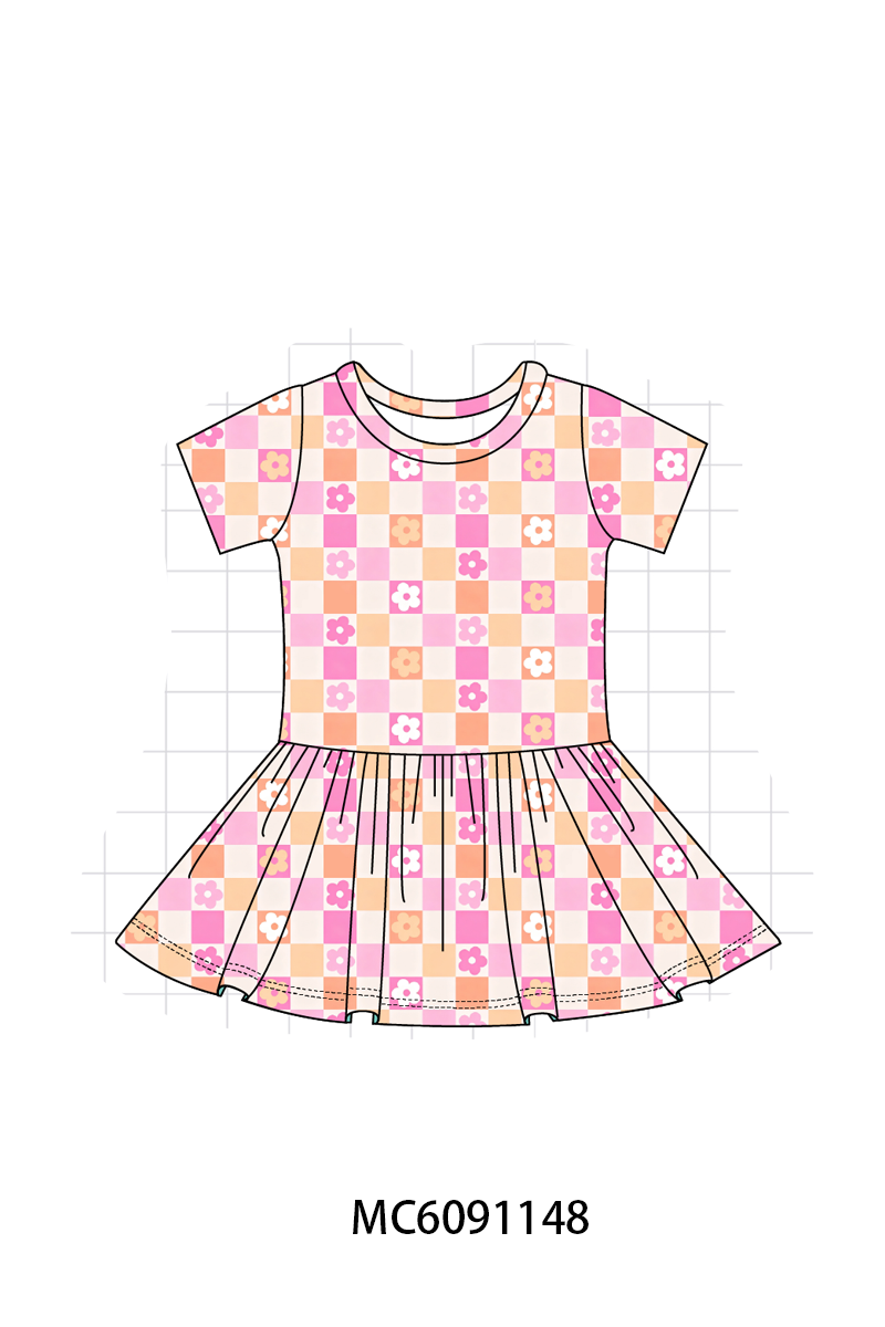 PO105 Hot pink floral checkered bamboo collection - closing 9/28 - ETA late February
