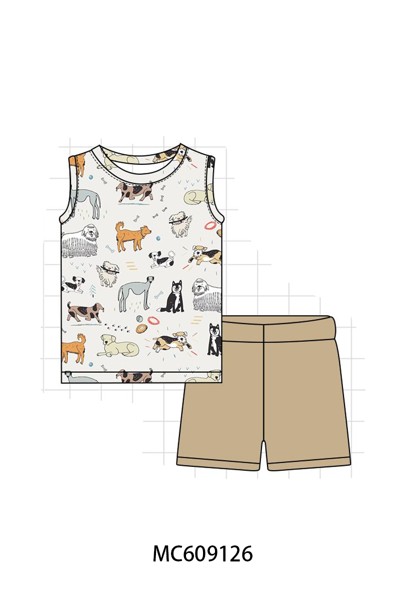 PO104 Khaki puppy print bamboo collection  - closing 9/14 - ETA February