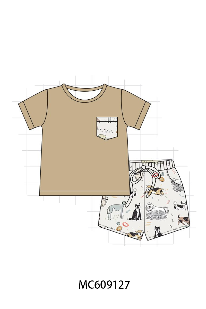 PO104 Khaki puppy print bamboo collection  - closing 9/14 - ETA February