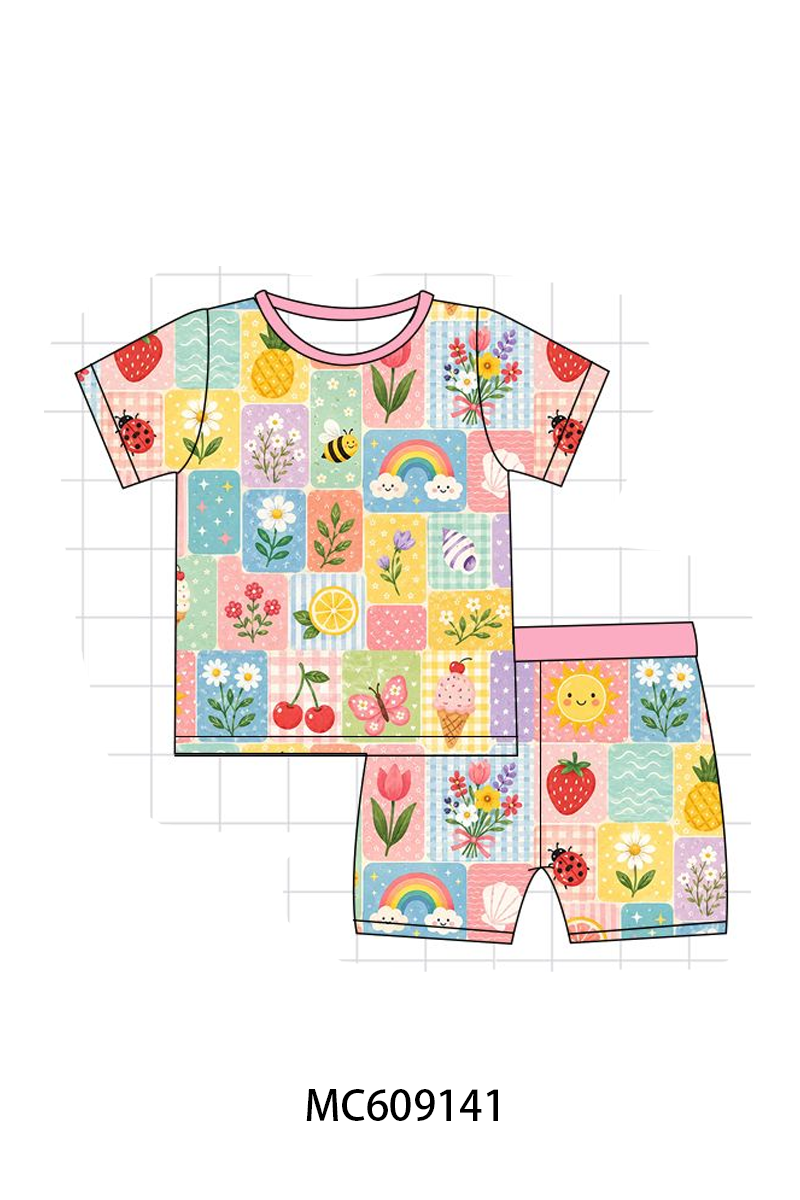 PO104 Pink ice cream rainbow floral bamboo collection  - closing 9/14 - ETA February
