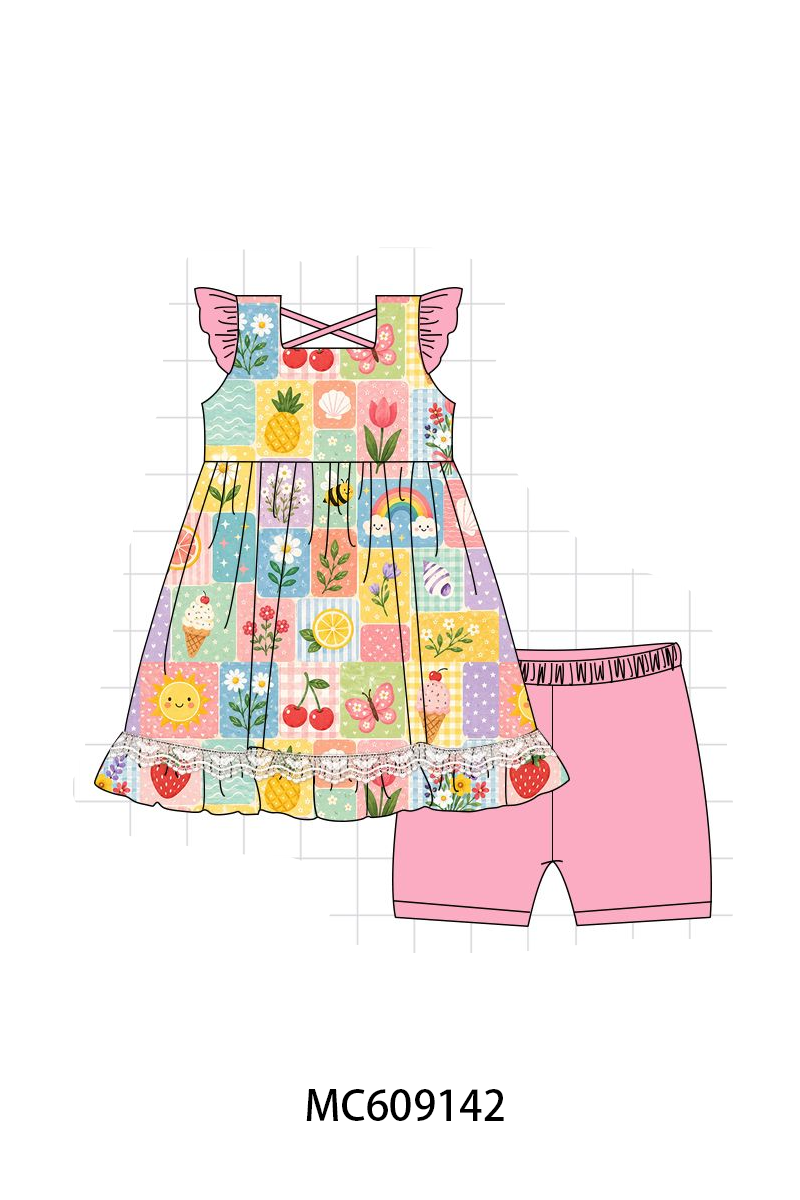 PO104 Pink ice cream rainbow floral bamboo collection  - closing 9/14 - ETA February