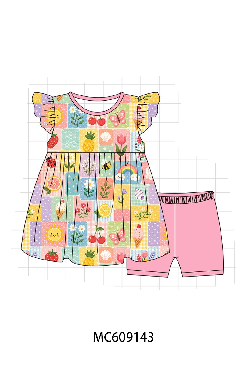 PO104 Pink ice cream rainbow floral bamboo collection  - closing 9/14 - ETA February