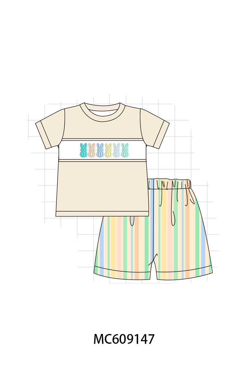 PO104 Multicolored stripe easter bunny embroidery collection  - closing 9/14 - ETA February