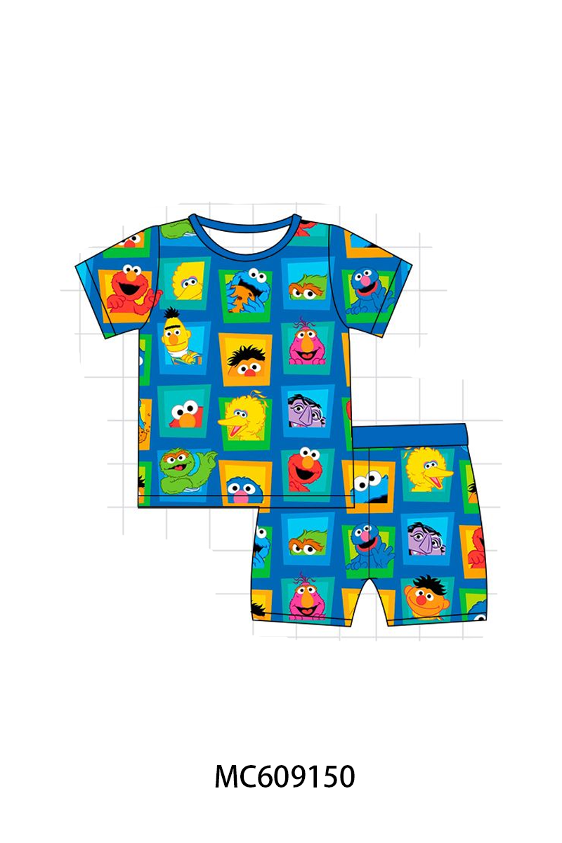 PO104 Blue sesame street print bamboo collection  - closing 9/14 - ETA February