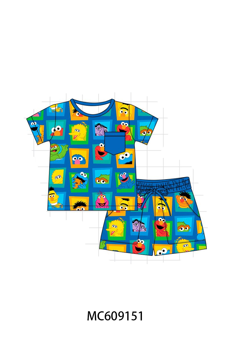 PO104 Blue sesame street print bamboo collection  - closing 9/14 - ETA February