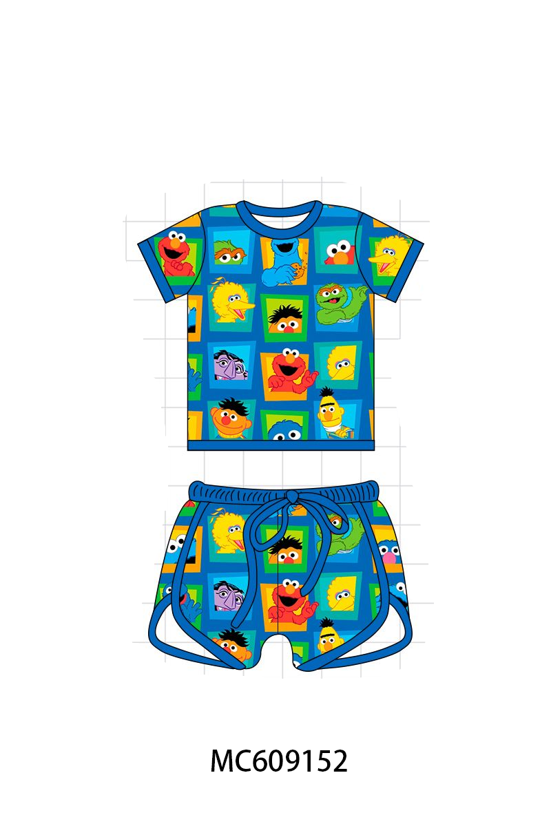 PO104 Blue sesame street print bamboo collection  - closing 9/14 - ETA February