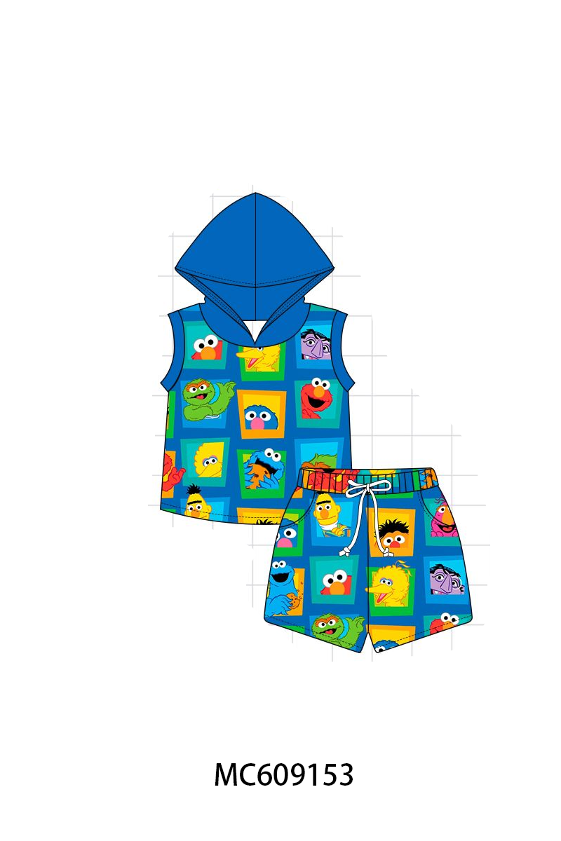 PO104 Blue sesame street print bamboo collection  - closing 9/14 - ETA February