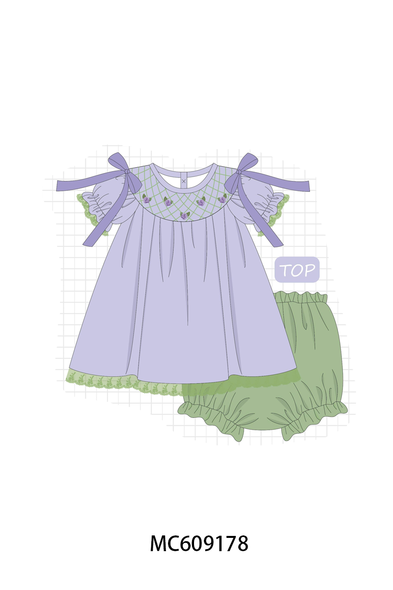 PO104 Lavender floral smocked ruffle collection  - closing 9/14 - ETA February